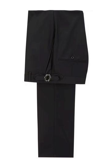 Brady Black Peak Lapel Double Breasted White Seam Men’s Two Pieces Suit_3