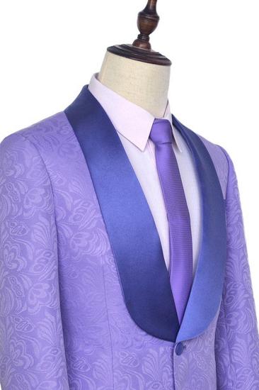 Lavender Jacquard Silk Shawl Lapel Custom Prom Suit_4