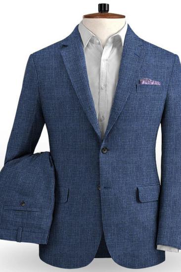 Keaton Navy Linen Business Tuxedo | Slim Fit Two Piece Men Suit_2