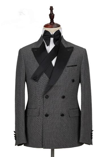 Grant Black Check Lapel Double Breasted Mens Suit_4
