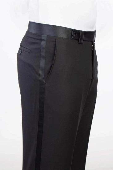 Black Peak Collar Velvet Three Piece Wedding Suit ｜ Prom Three Piece Suit_4