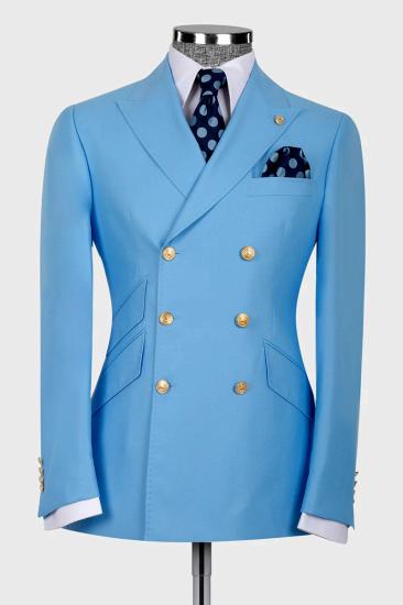 Chic Blue Double Breasted Mens suits | Mens Two Piece Suit_1