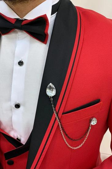 Italian Red Slim Fit Shawl Lapel Three Piece Tuxedo_8