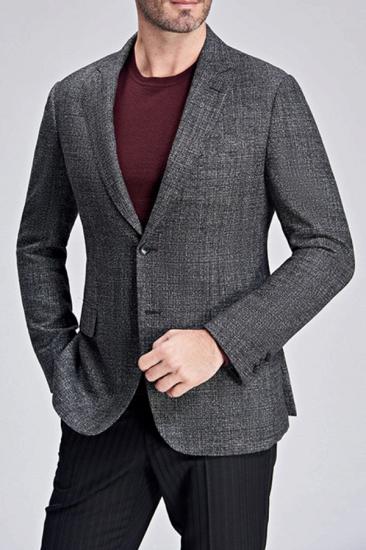 Men Classic Grey Blazer Casual Business Jacket_3