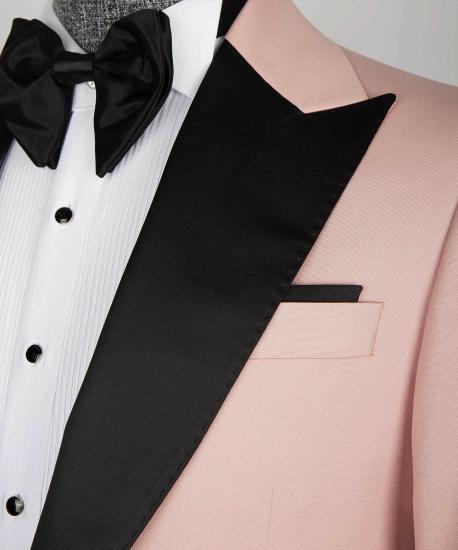 Modern Pink Lapel Collar Men Prom Suit | Men Pink One Button Wedding Tuxedo_4