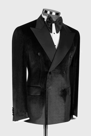 Black Velvet Lapel Collar Men Two Piece Suits | Prom Suits_3