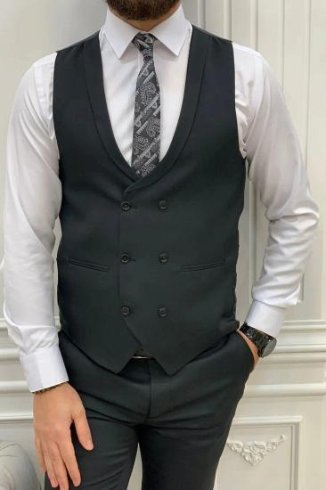 Brady Black Mens Peak Collar Three Piece Slim Fit Wedding Suit_4