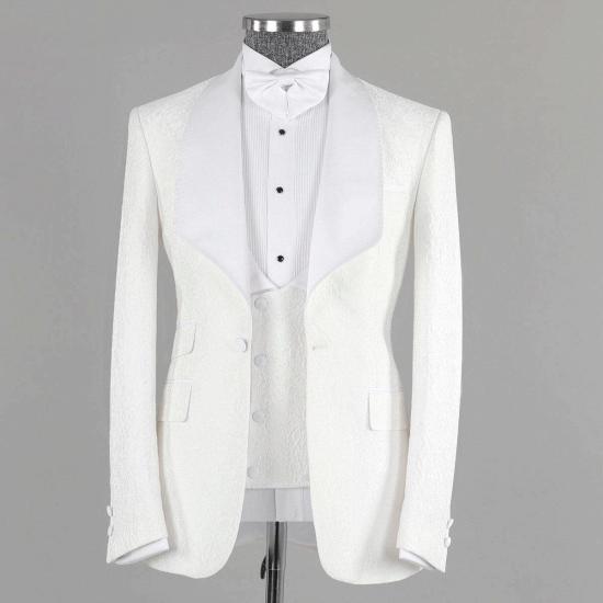 Jacquard Three-piece Shawl Lapel Custom Wedding Suit_4