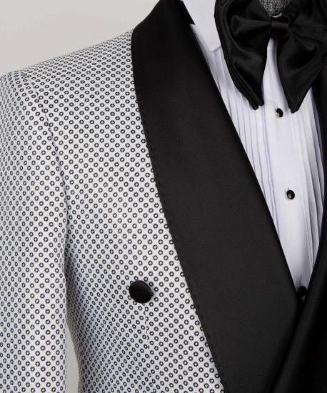 New White Double-breasted Slim Fit Shawl Lapel Men Suit_2