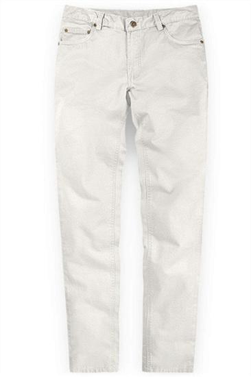 White New Casual Men Mid Waist Straight Suit Pants_1