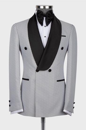 New White Double-breasted Slim Fit Shawl Lapel Men Suit