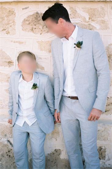 Summer Formal 2 Piece Linen Mens Suit | Cutsom Blue Slim Fit Groom Wedding Tuxedo_1