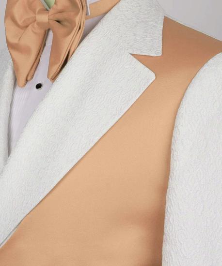 Brady Slim Stylish White Jacquard Two Pieces Prom Suits With Crossover Satin Panel_2