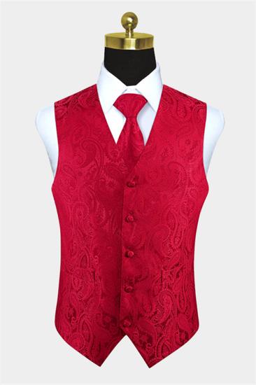 Stylish Silk Red Paisley Mens Dress Vest for Prom_1