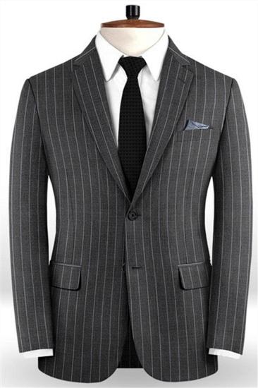 New Smoke Grey Mens Business Suit | Modern Striped Notch Lapel Tuxedo Online_1