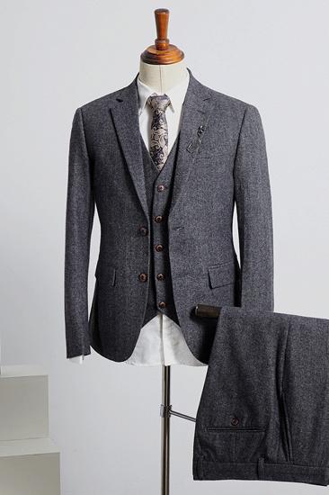 Chester Dark Grey Notched Lapel 2 Button Slim Fit Suit_2