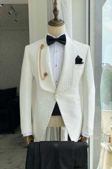 Jack White Shawl Lapel Plaid Two Piece Wedding Suits