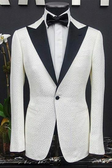 Peyton White Pointed Lapel One Button Slim Fit Wedding Groom Suit_1