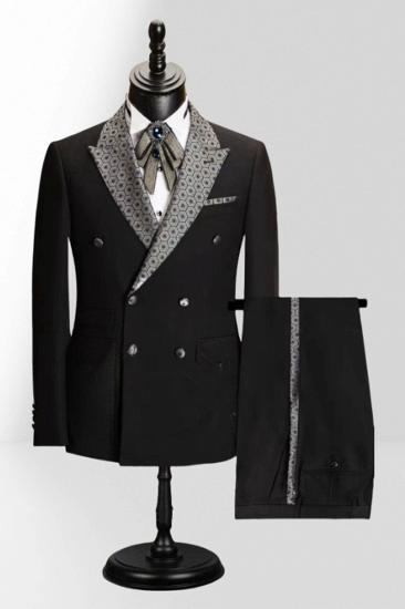 Black Popular Jacquard Collar Ball Two Piece Suit | Prom Suits_1