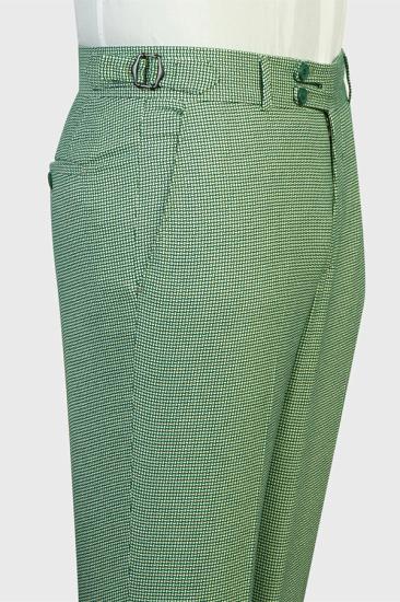 Brady Jam Green Shawl Lapel Double Breasted Plaid Mens Two Pieces Prom Suits_3