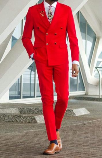 Skyler Red Tape Collar Double Breasted Men Prom Suit_1