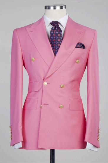 Donald Pink Fashionable Double Breasted Point Collar Men Suits_1