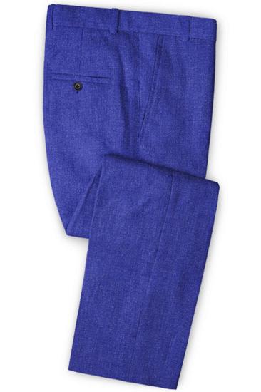 Sale Royal Blue Ball Suits for Men |  Linen Two Piece Tuxedo_3