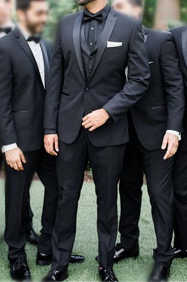 Adrian One Button Black Slim Fit Wedding Groomsmen Suit Online_1