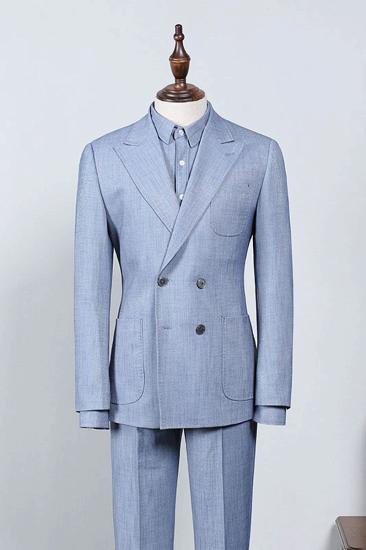 Baron's  sky blue plaid lapel tailored suit_1