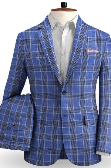 Newes Mens Plaid Suit Tuxedo |  Linen Business Mens Suit_2