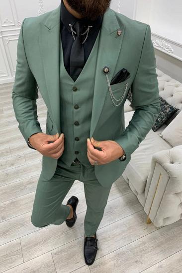Frank Green Mens Peak Collar Three Piece Slim Fit Prom Suit_2