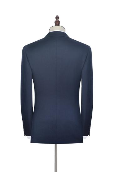 Peak Lapel Double Breasted Business Mens Formal | Suit Mens Three Piece Dark Navy Blue Suit_2