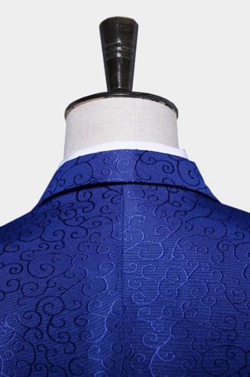 Royal Blue Jacquard Tuxedo Jacket |  Mens Fashion Slim Fit Blazer_7