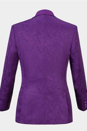 Vintage Jacquard Violet Men Suit |  Three Piece Prom Suit_2