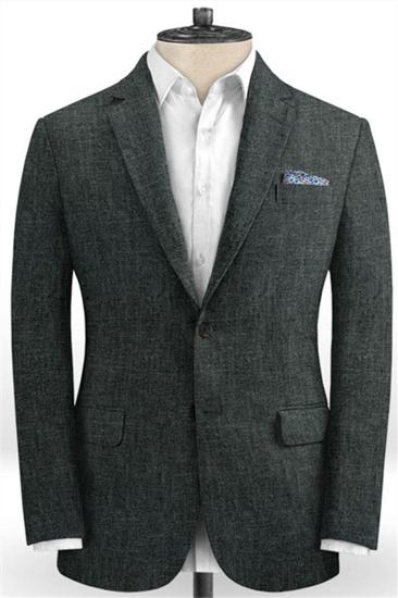 Dark Grey Two Piece Men Suit | Formal Business Linen Tuxedo Online_1