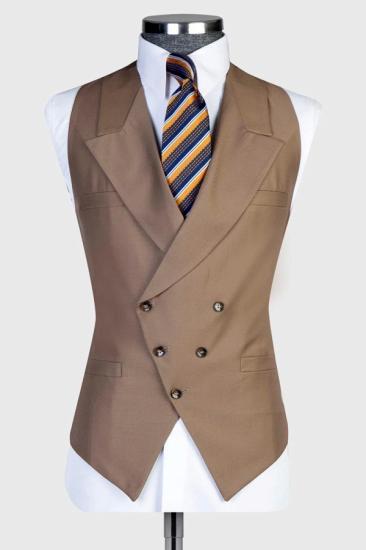 Bespoke Brown Peaked Lapel Double Breasted Vest