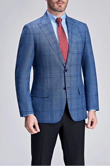 Men Point Collar Plaid Blazer |  Modern Blue Blazer NEW_3