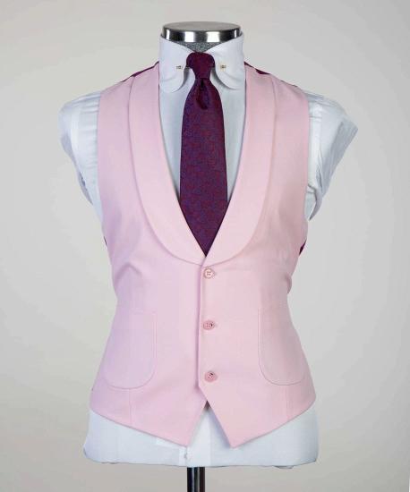 Pink Pointed Lapel Three Piece Best Fit Men's Suit_2