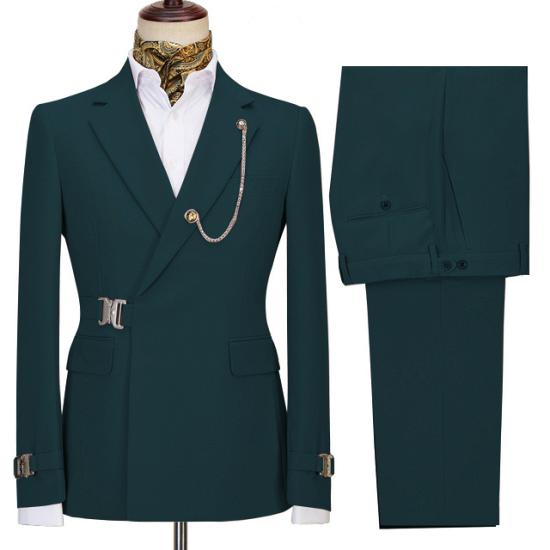 Gavin New Arrival Dark Green Two Piece Notched Lapel Business Mens Suit_2