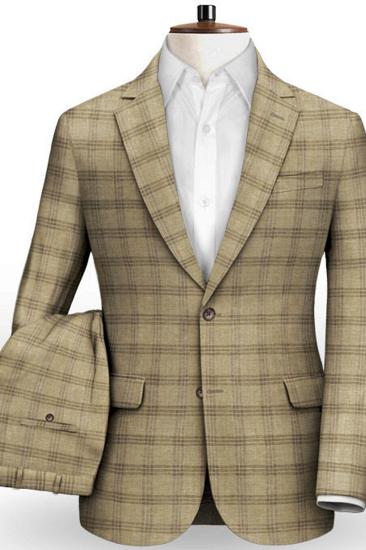 Fashion Plaid Two Piece Mens Suit | Slim Fit Business Tuxedo_2