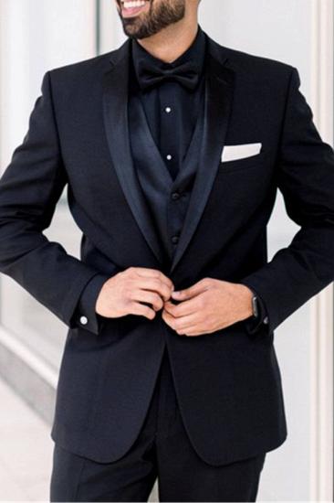 Wedding Black Mens Suit | One Button Groomsmen Suit Cape Lapel Best Man Blazer_1