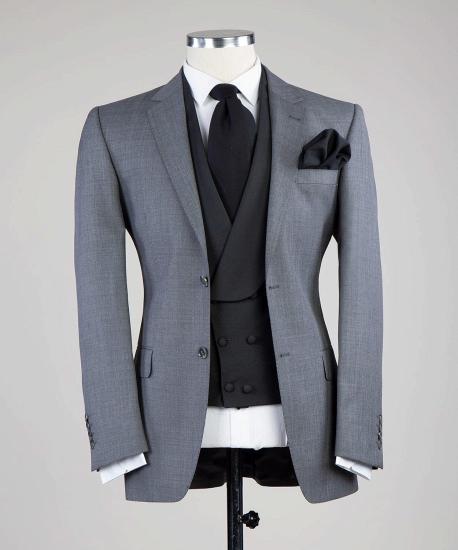 New Arrival in Gray Men's Business Suit Fitted Notched Lapel 3-Piece Set New Arrivals_2