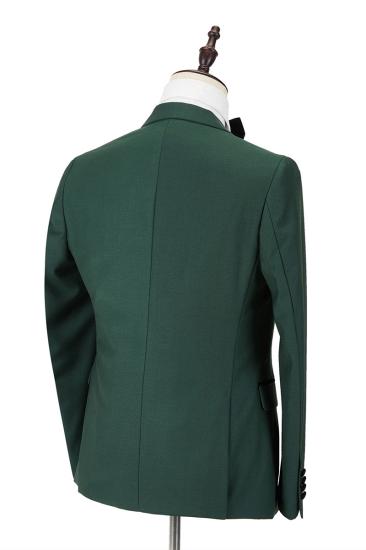 Black Peak Lapel Dark Green Mens Wedding Suit | Velvet Banding Edge Formal Suit_2