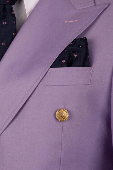 Stylish Purple Double Breasted Men Two Piece Suit | Three Pocket Suit_3
