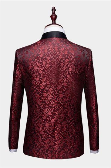 Burgundy Paisley Tuxedo Jacket |  Charming Jacquard Blazer for Prom_2
